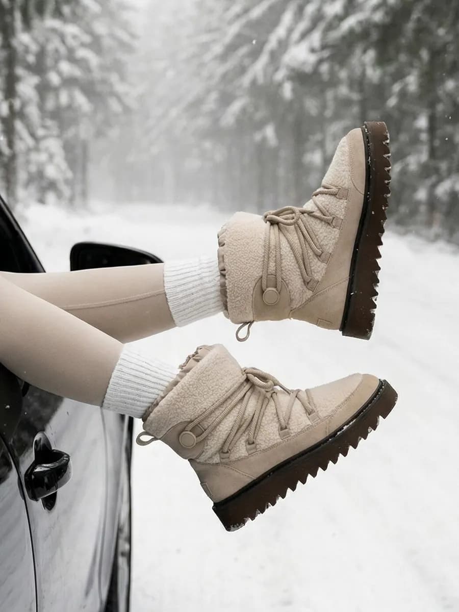 Угги зимние высокие натуральные с шнурками