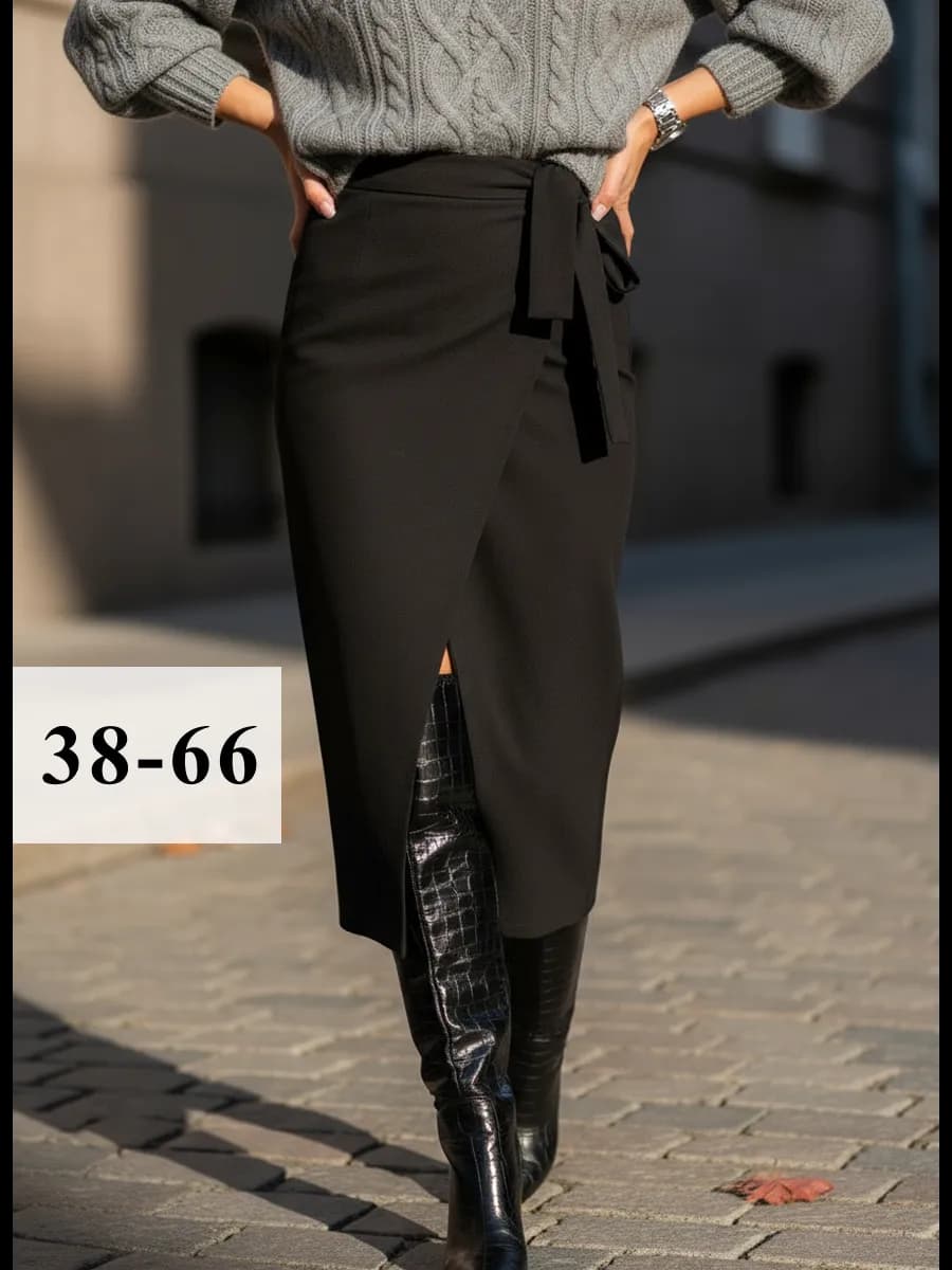 Юбка карандаш на запах миди с разрезом