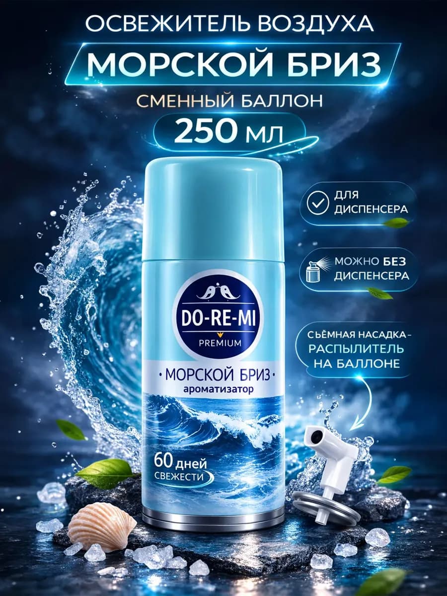 Освежитель воздуха морской бриз, сменный баллон 250мл