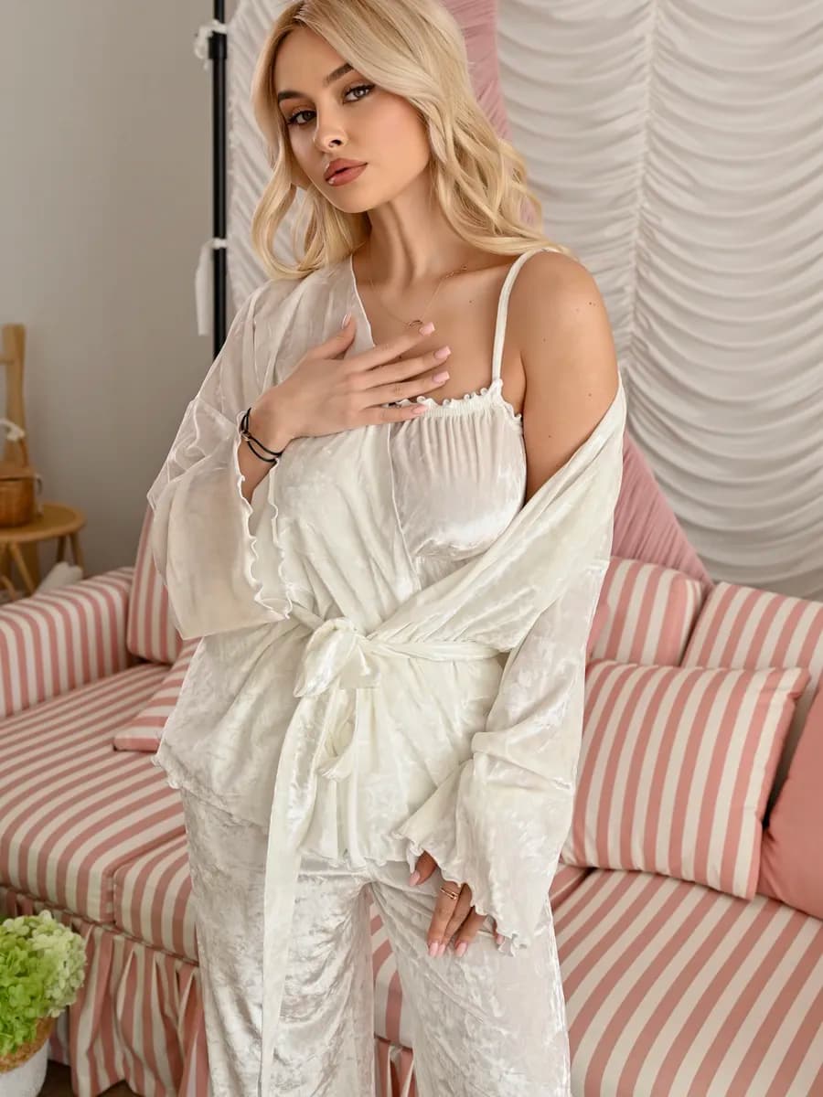 Домашний костюм велюровый тройка