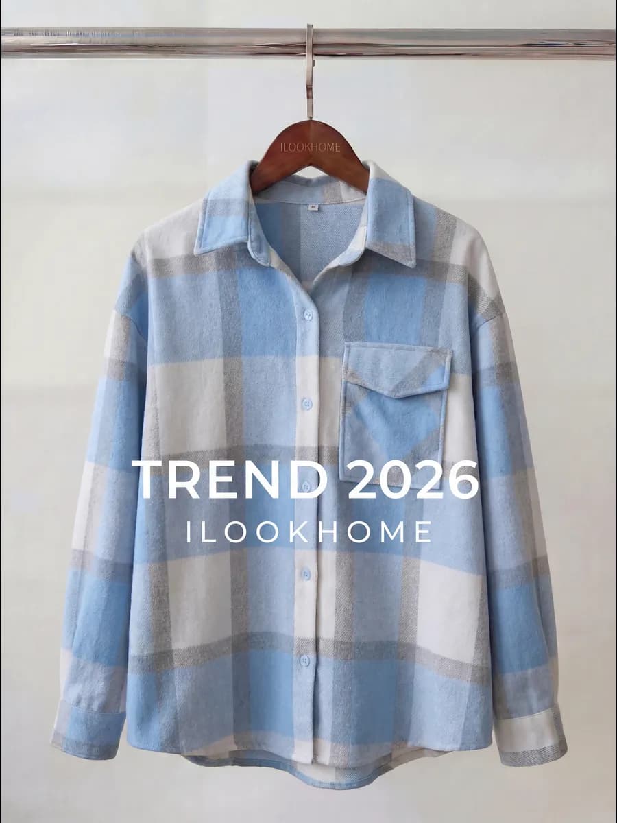 Рубашка в клетку новогодняя оверсайз теплая