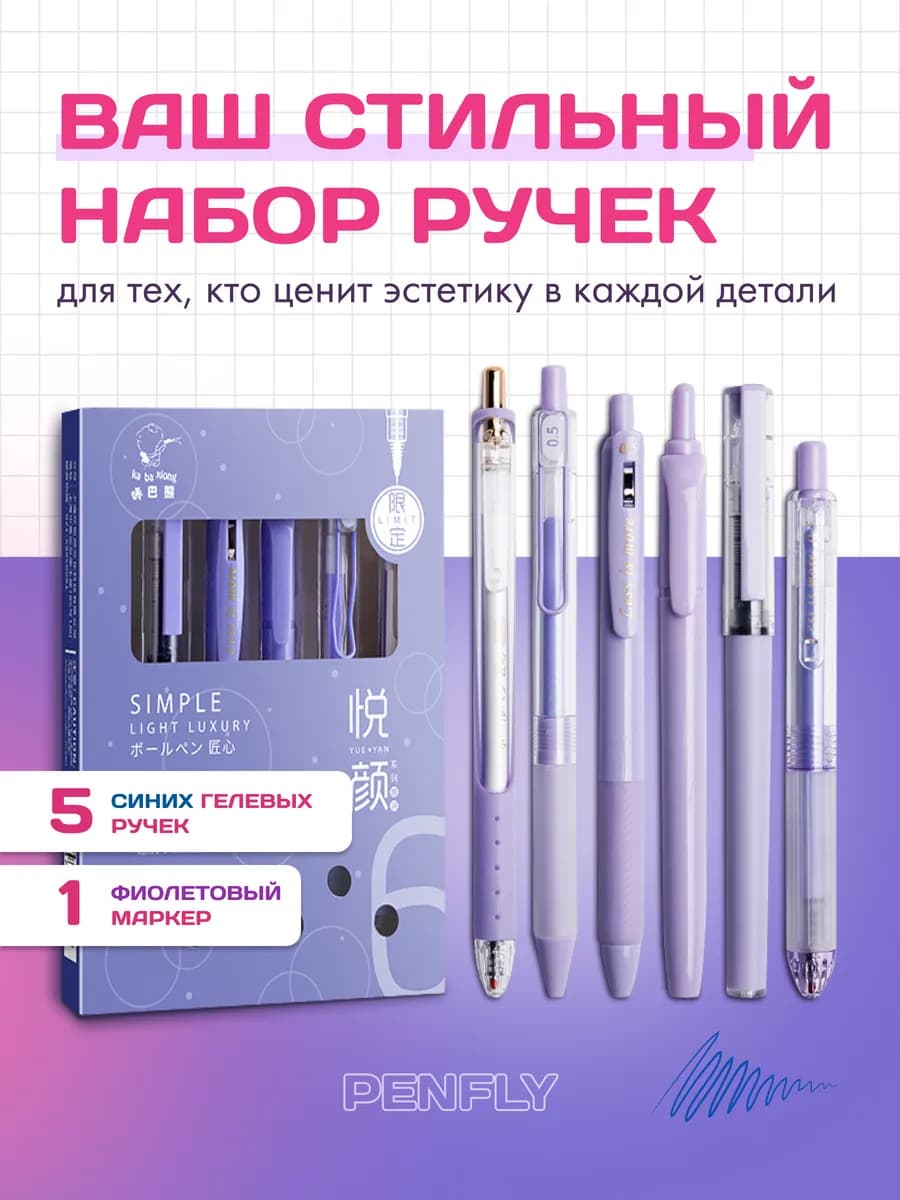 Набор гелевых ручек эстетичный с синими чернилами