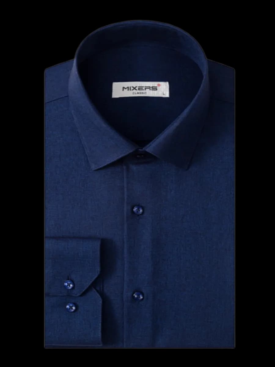 Рубашка хлопок с длинным рукавом однотонная