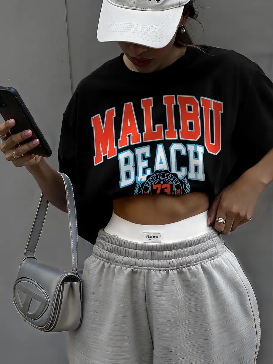 Футболка оверсайз хлопок светящийся принт повседневная