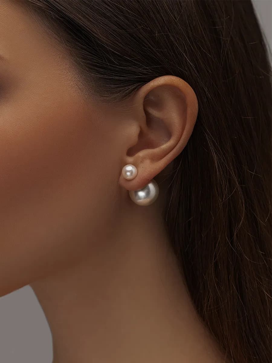 Серьги пусеты из жемчуга бижутерия