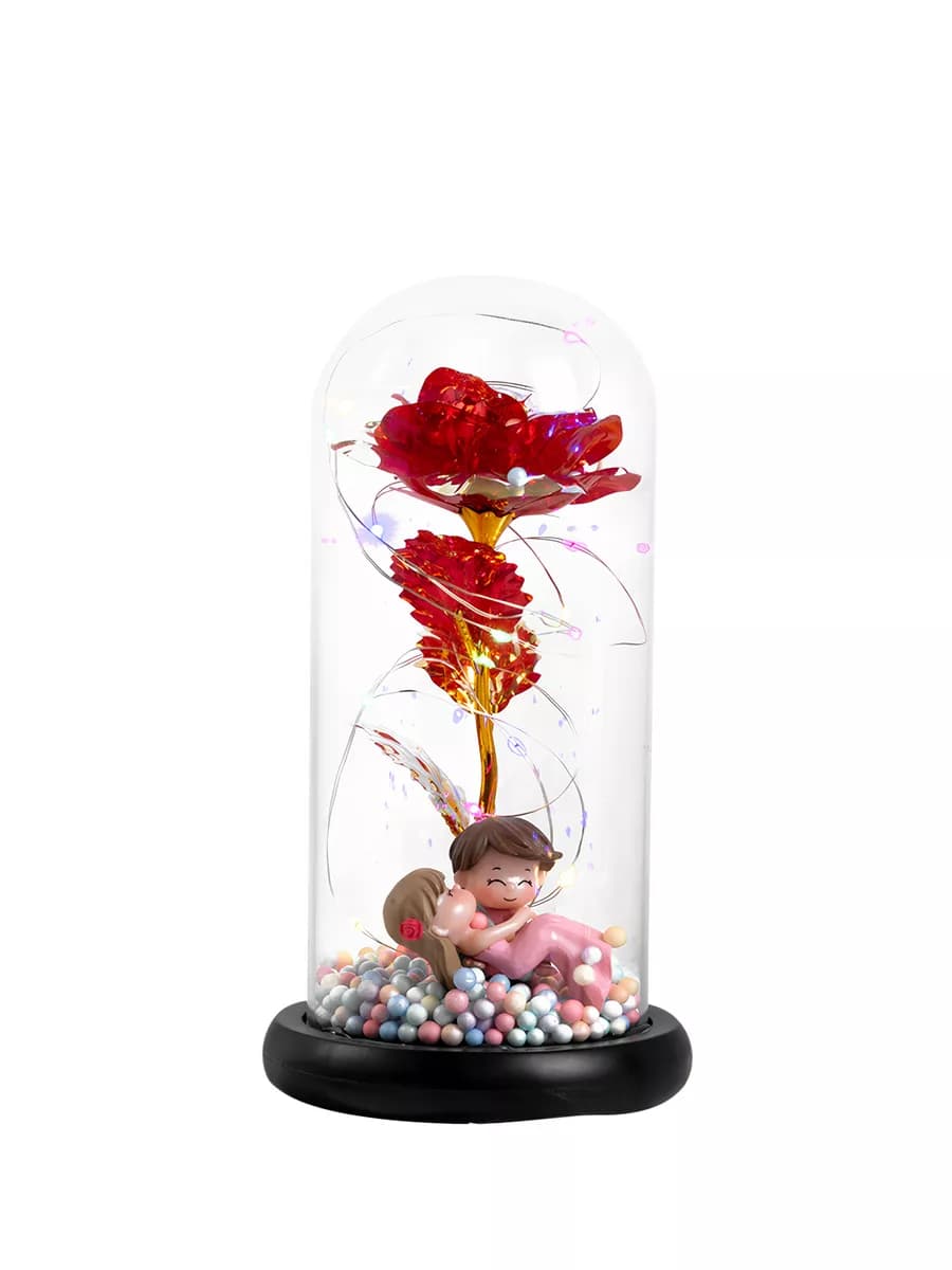 Роза в колбе с подсветкой вечная