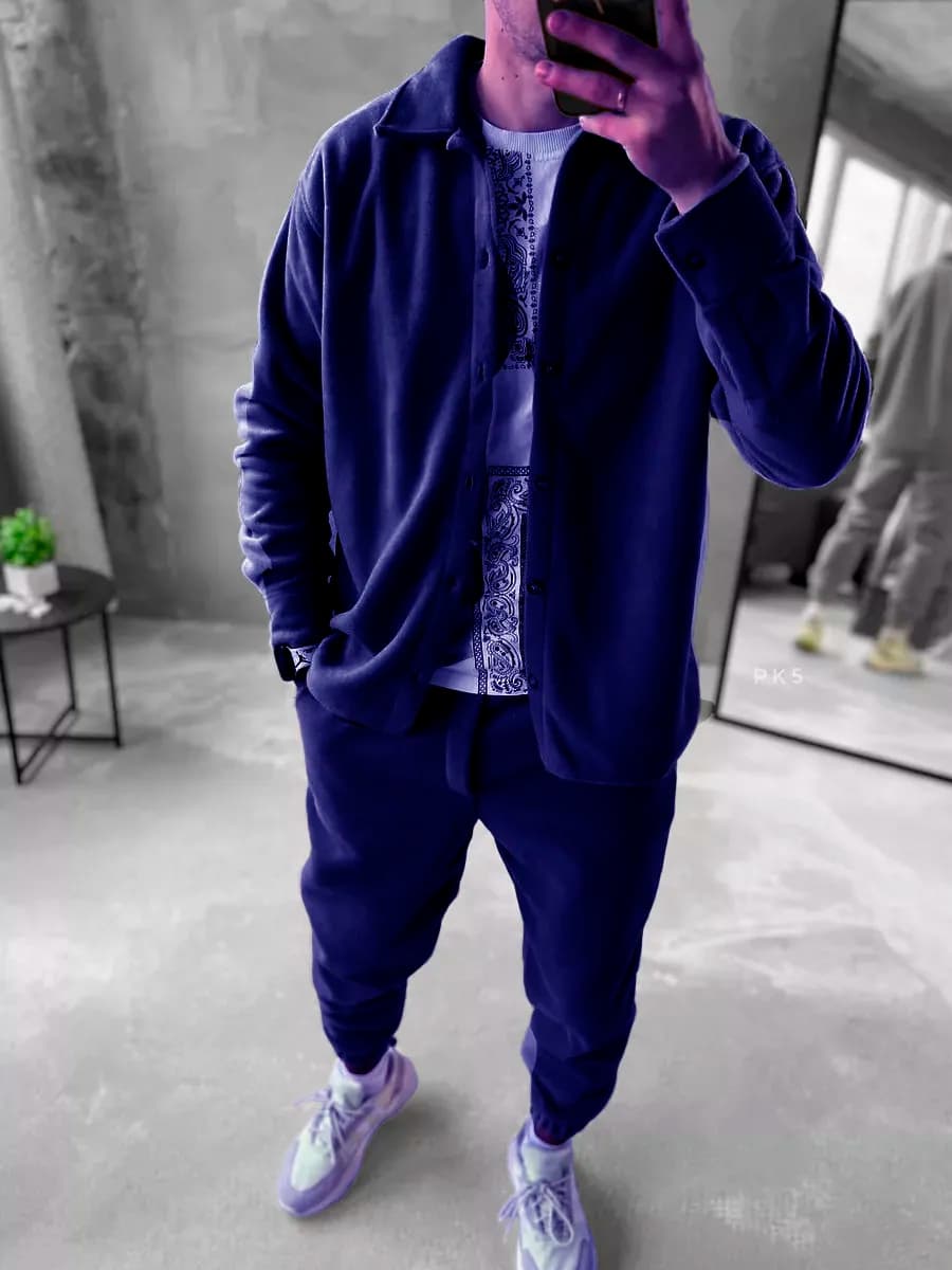 Спортивный костюм флисовый с рубашкой плюшевый