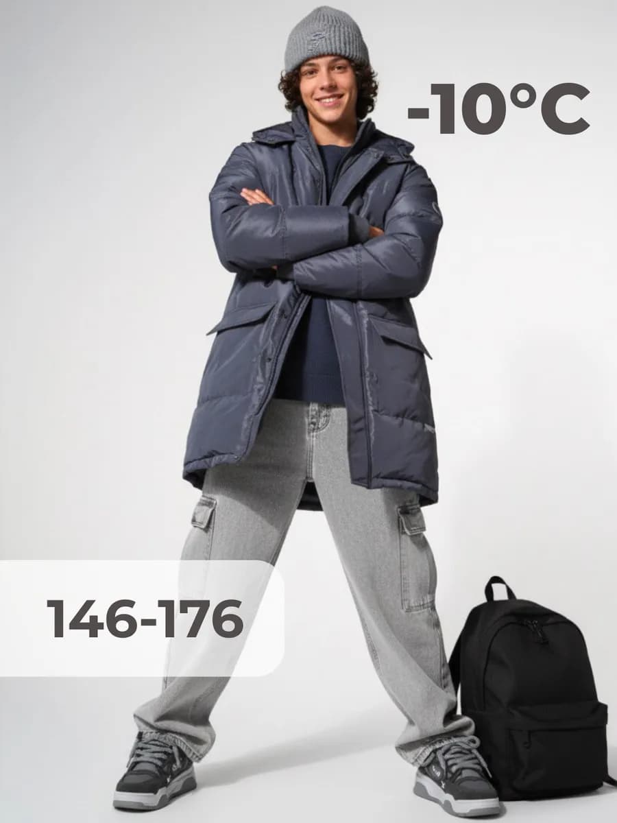 Куртка зимняя удлиненная подростковая утепленная