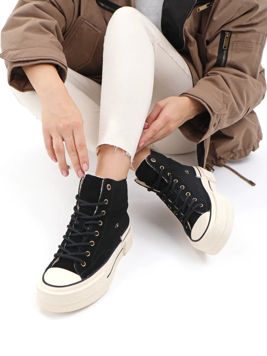 Кеды утепленные с мехом натуральная замша