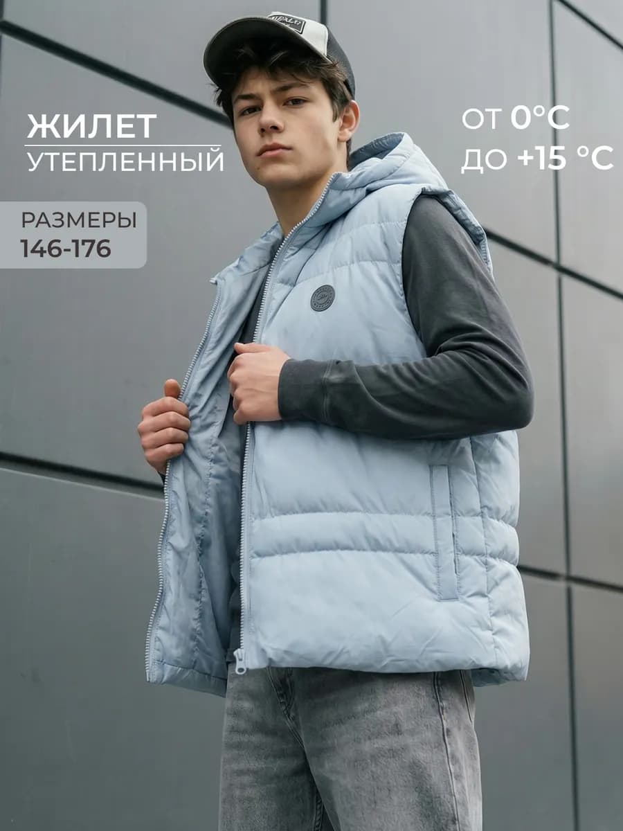 Жилетка утепленная демисезонная с капюшоном