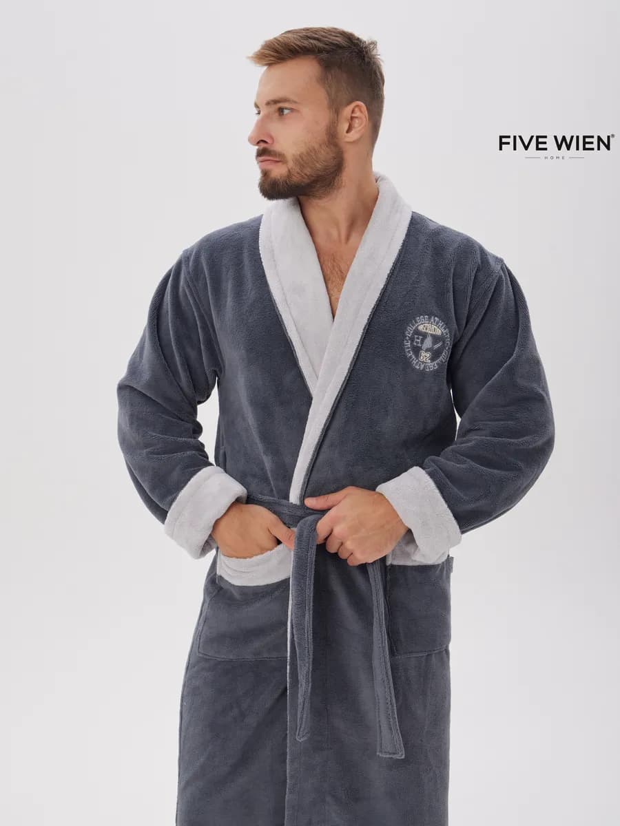 Халат мужской махровый без капюшона длинный теплый SANTINO