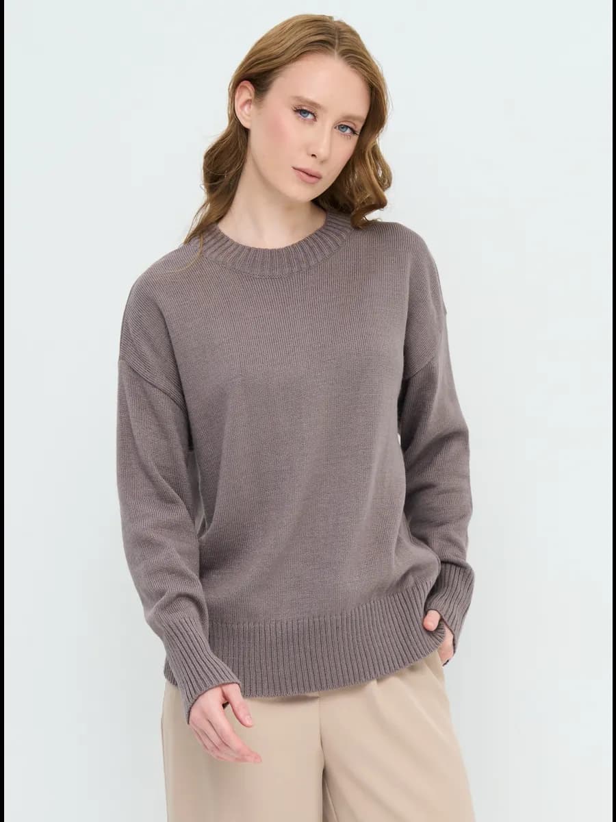 Джемпер больших размеров тонкий вязаный трикотажный