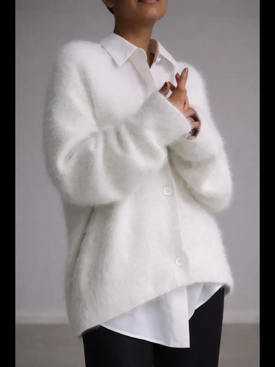 Кардиган оверсайз на пуговицах вязаный теплый - фото 1