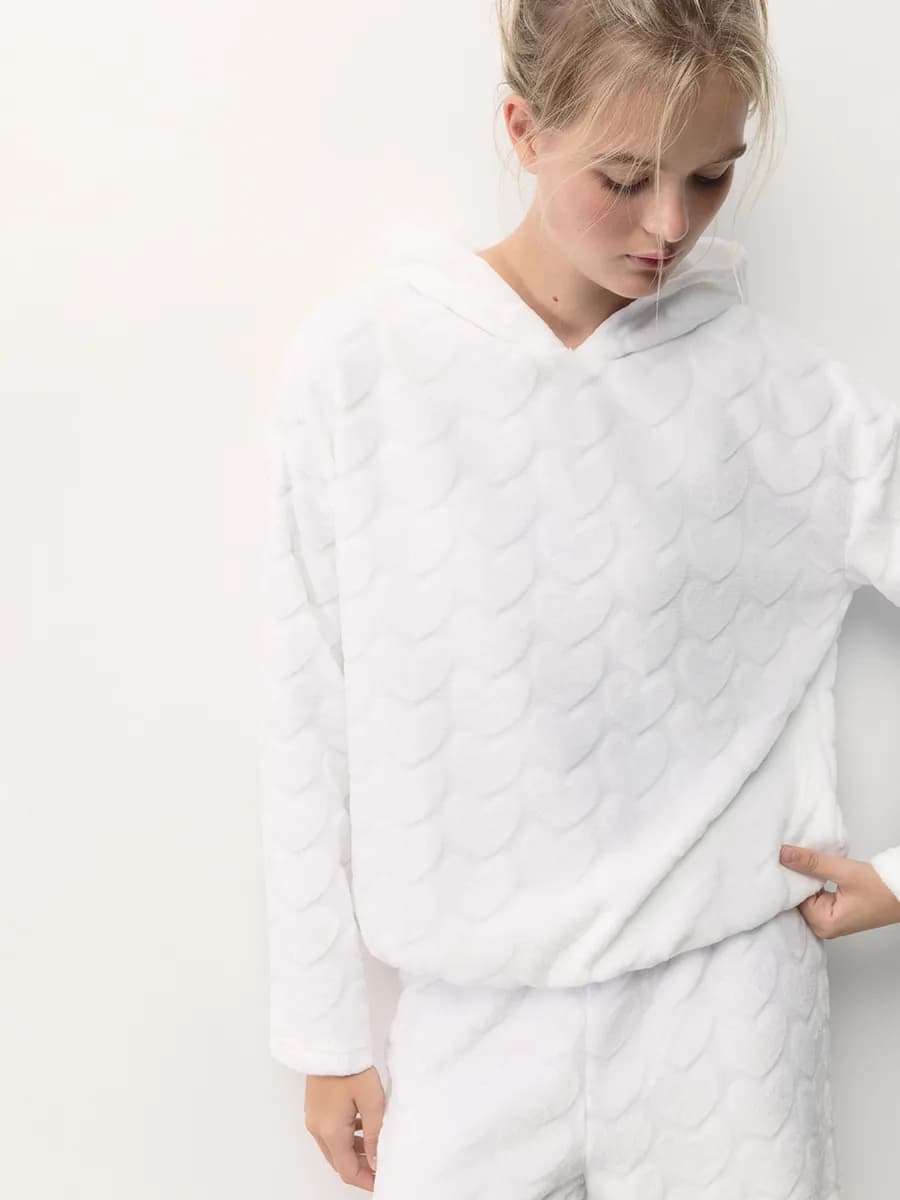 Толстовка домашняя плюшевая с сердечками