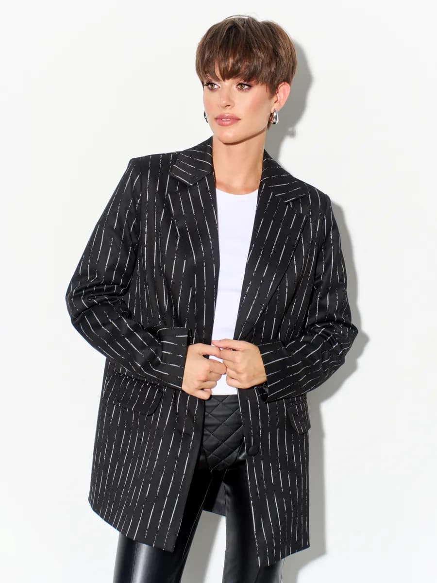 Жакет базовый в офис нарядный в полоску