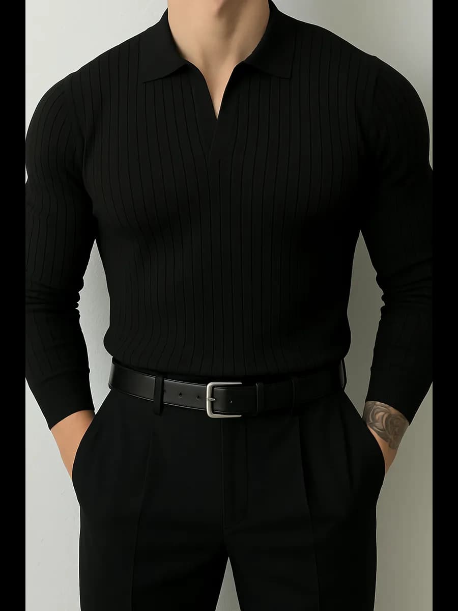 Джемпер поло old money с длинным рукавом