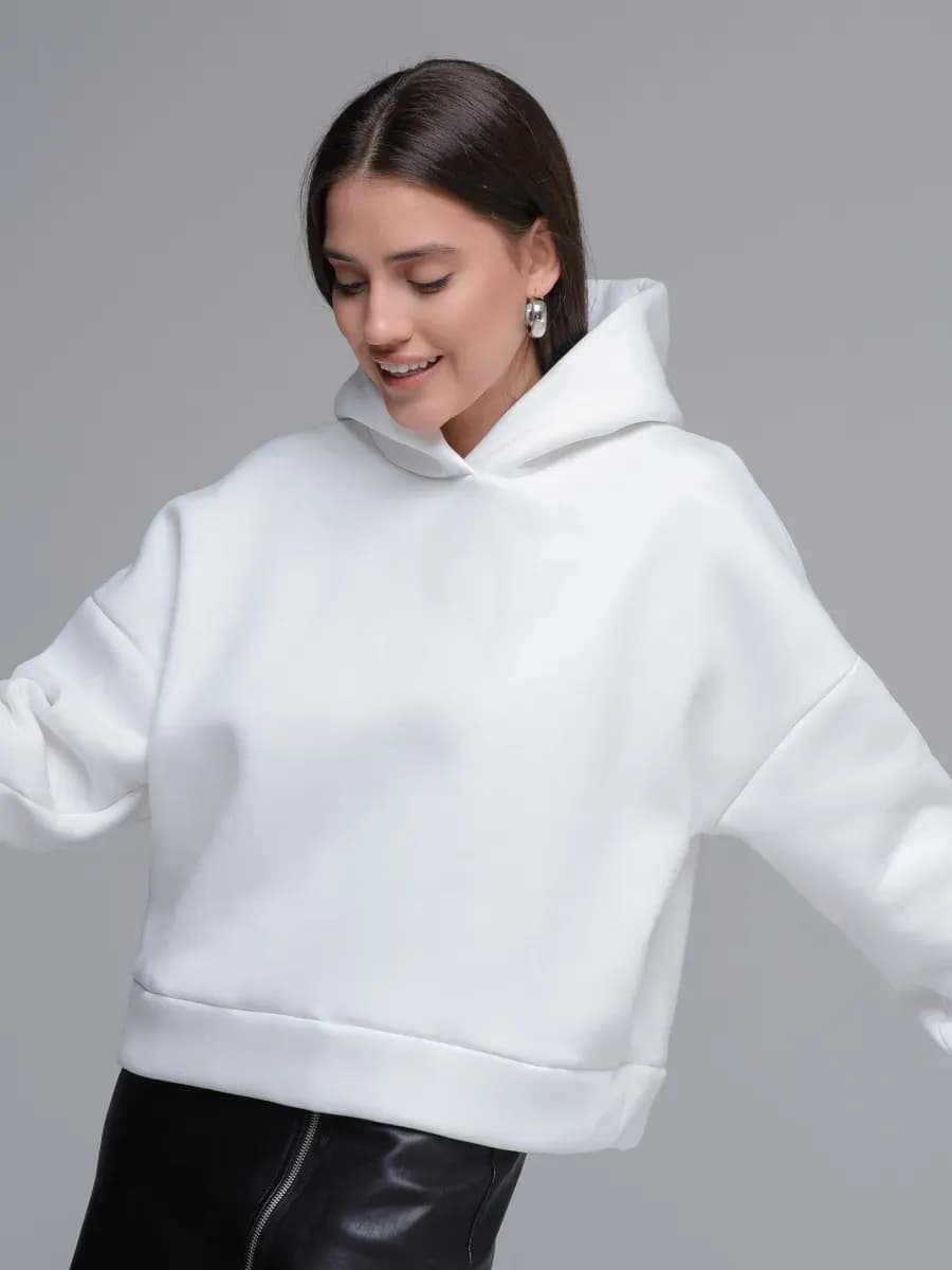 Худи утепленное оверсайз укороченное