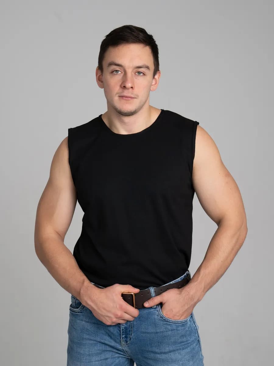 Майка афганка черная безрукавка - фото 1