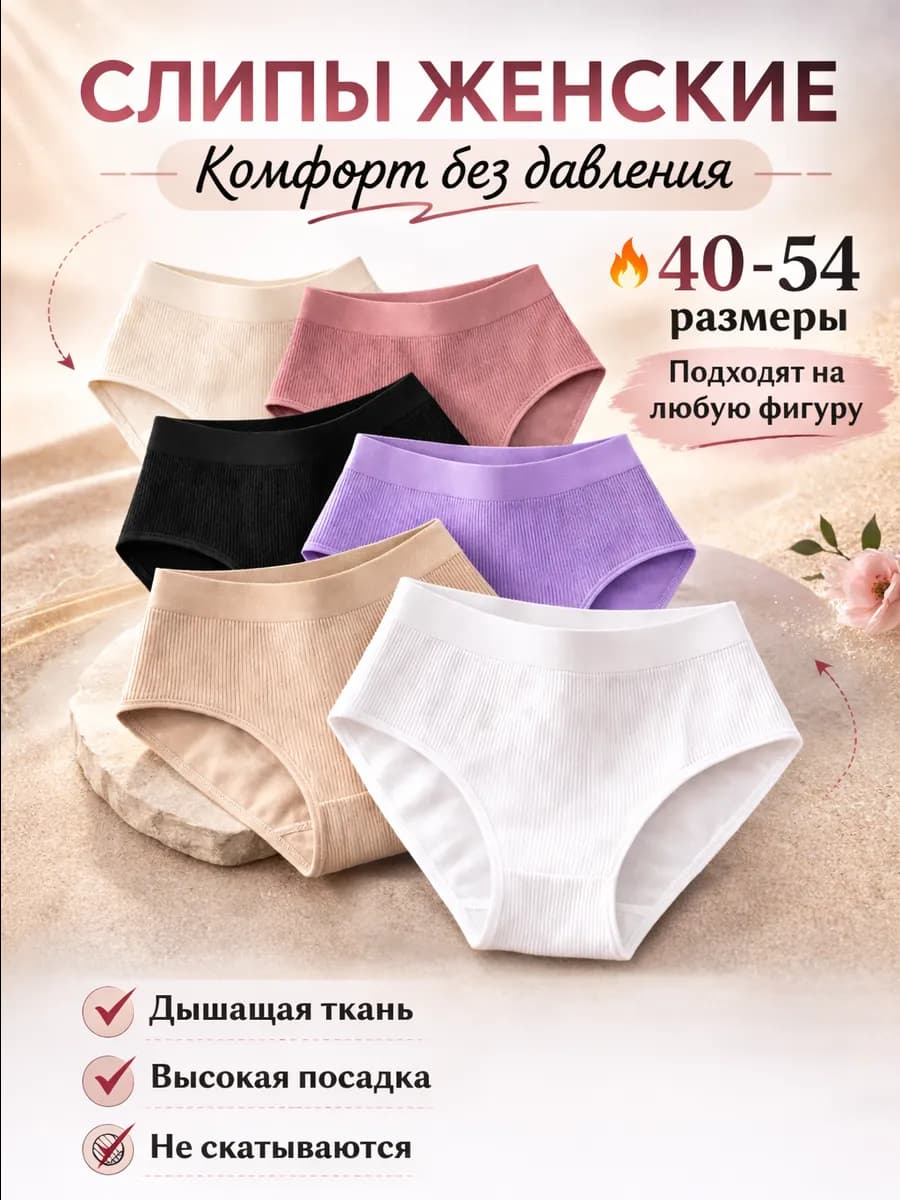 Трусы слипы набор бесшовные 6 штук