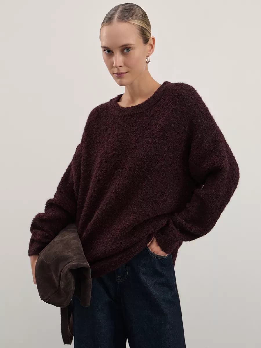 Джемпер вязаный свободный удлиненный базовый