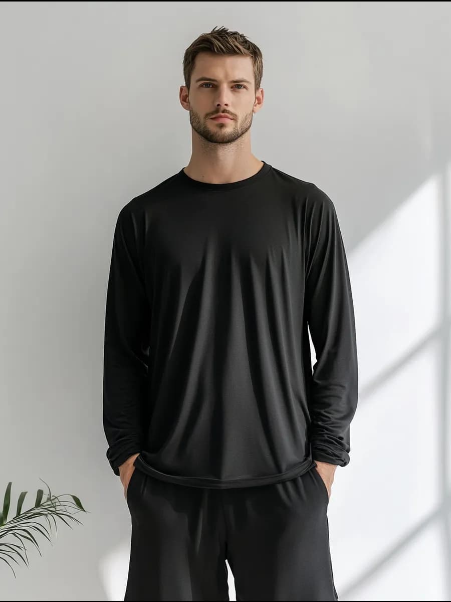 Пижама с шортами и лонгсливом. Домашний костюм