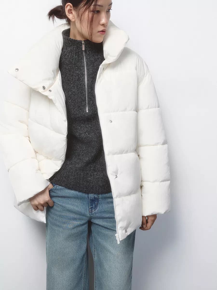 Куртка стеганая с запахом и воротником-стойкой