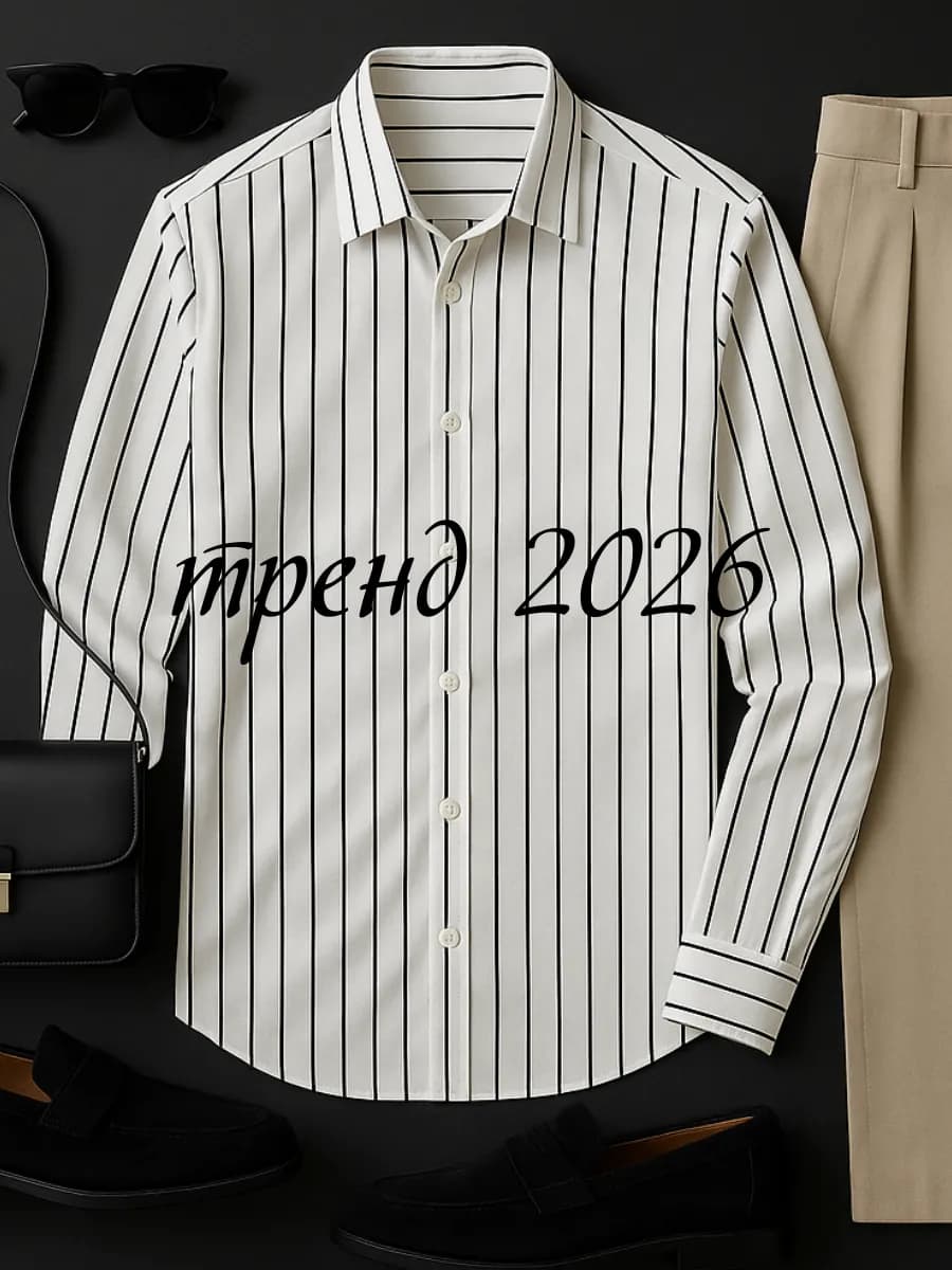 Рубашка c длинным рукавом в полоску