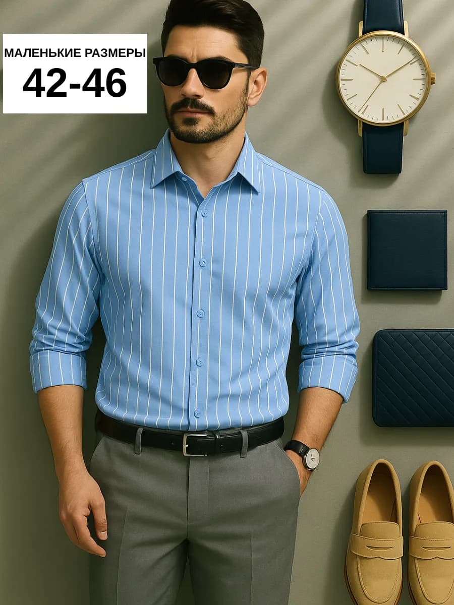 Рубашка c длинным рукавом в полоску