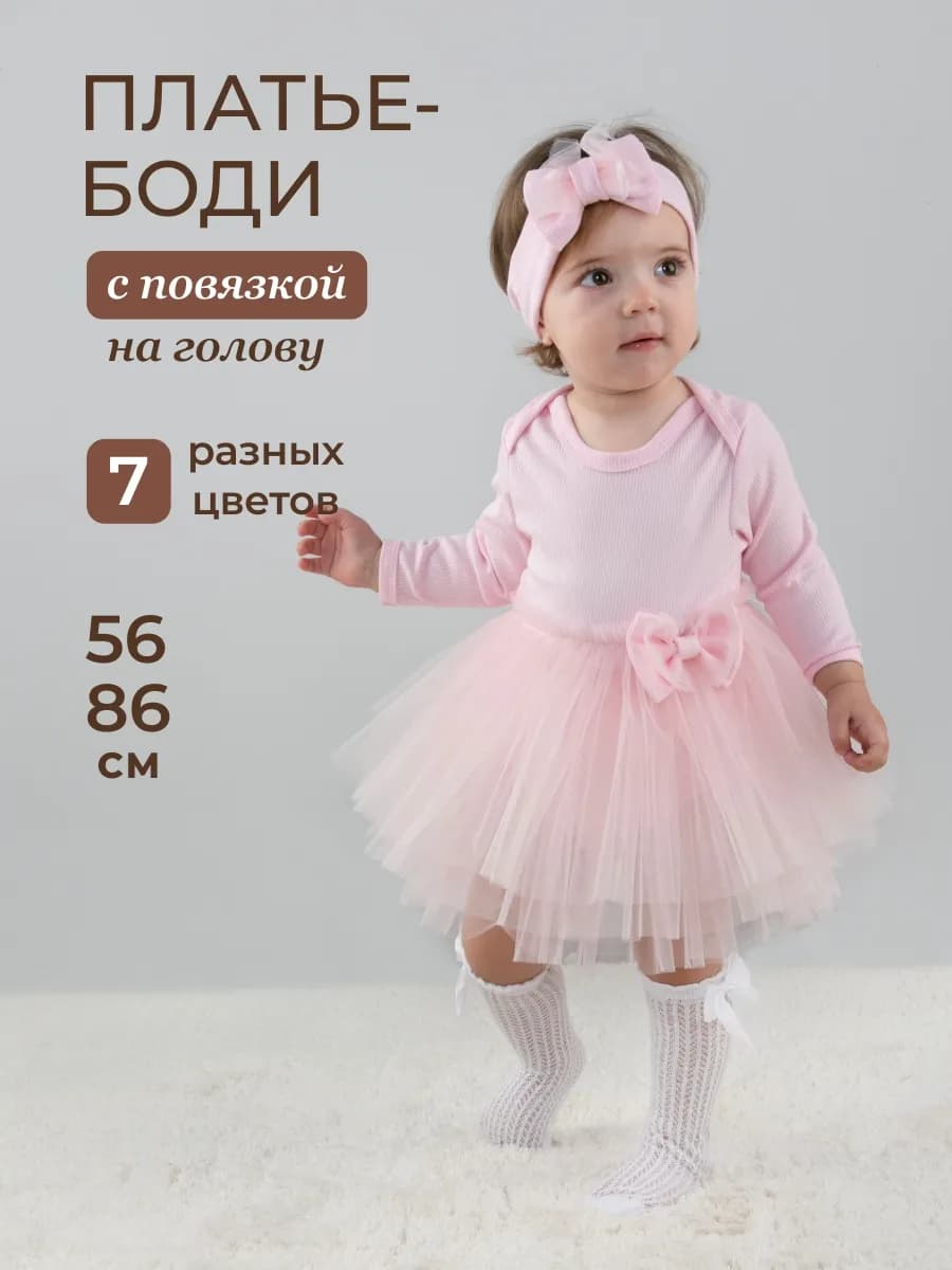 Платье боди для малышки нарядное с юбкой из фатина