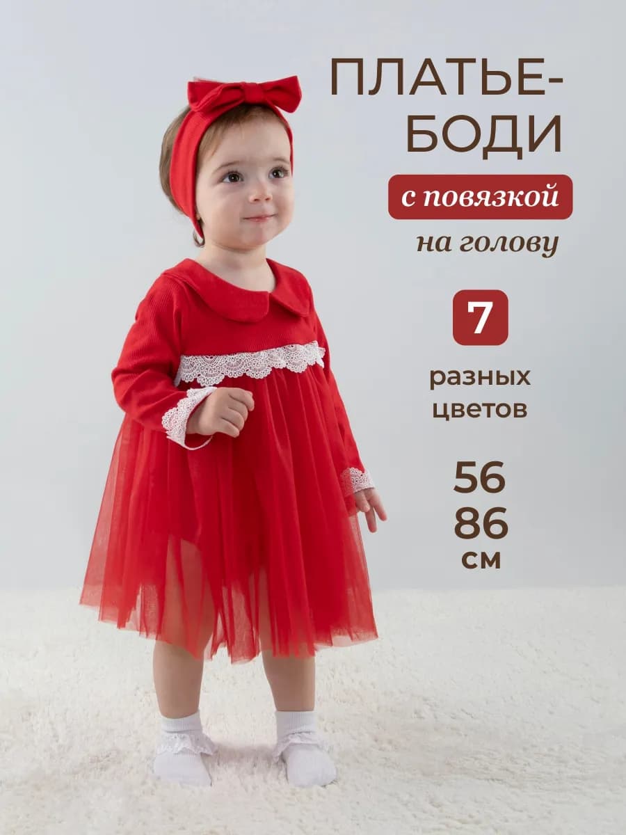 Платье боди для малышки нарядное с юбкой из фатина