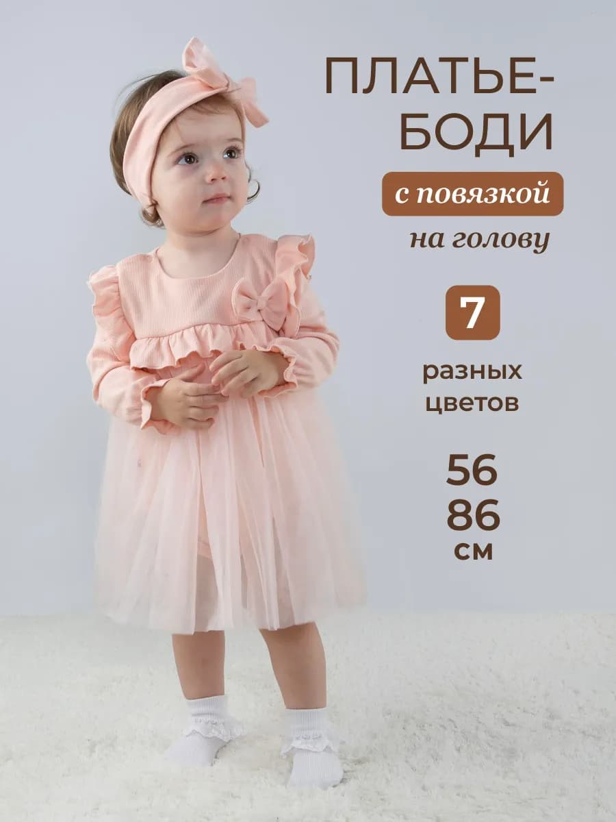 Платье боди для малышки нарядное с юбкой из фатина