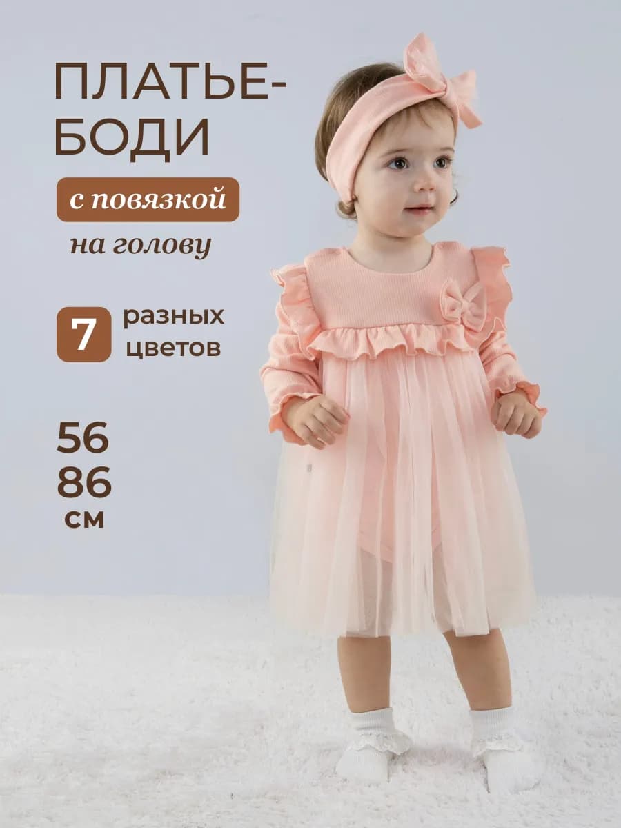 Платье боди для малышки нарядное с юбкой из фатина
