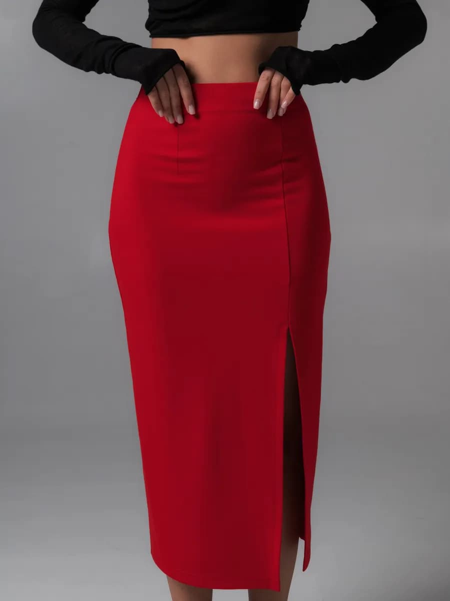 Юбка миди с разрезом