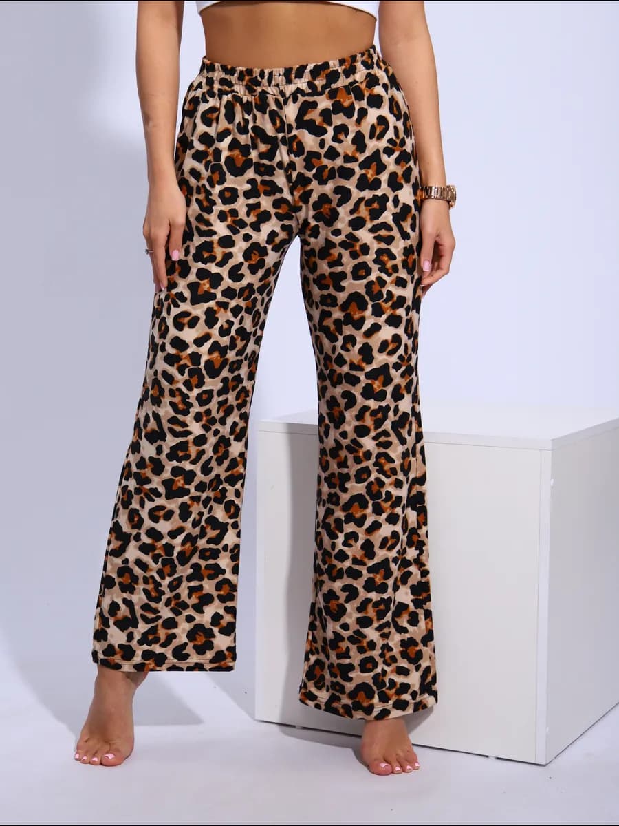 Брюки палаццо домашние на резинке