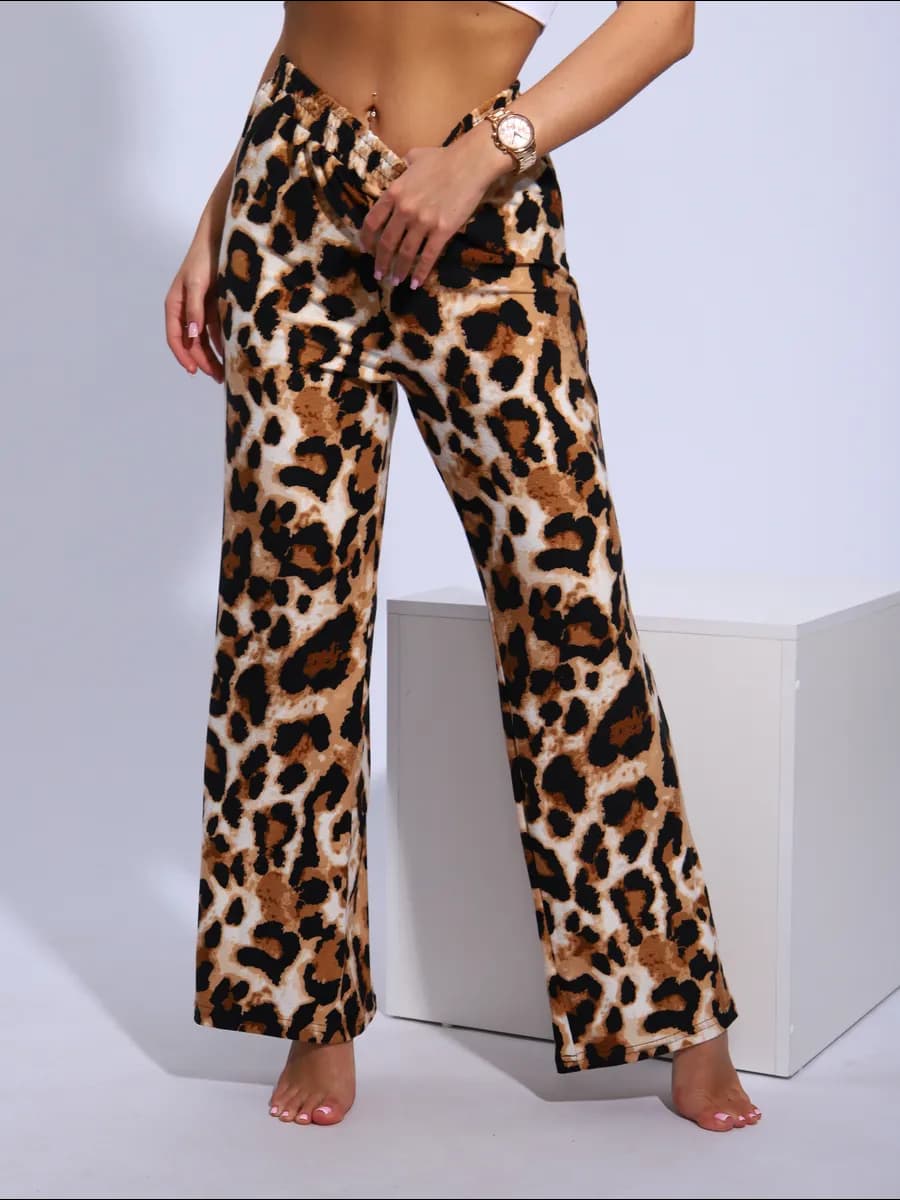 Брюки палаццо домашние на резинке