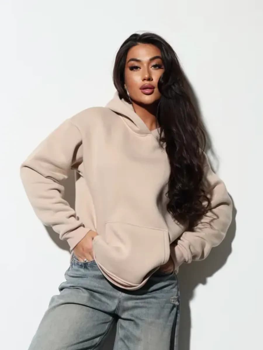 Худи оверсайз с капюшоном весеннее с начесом