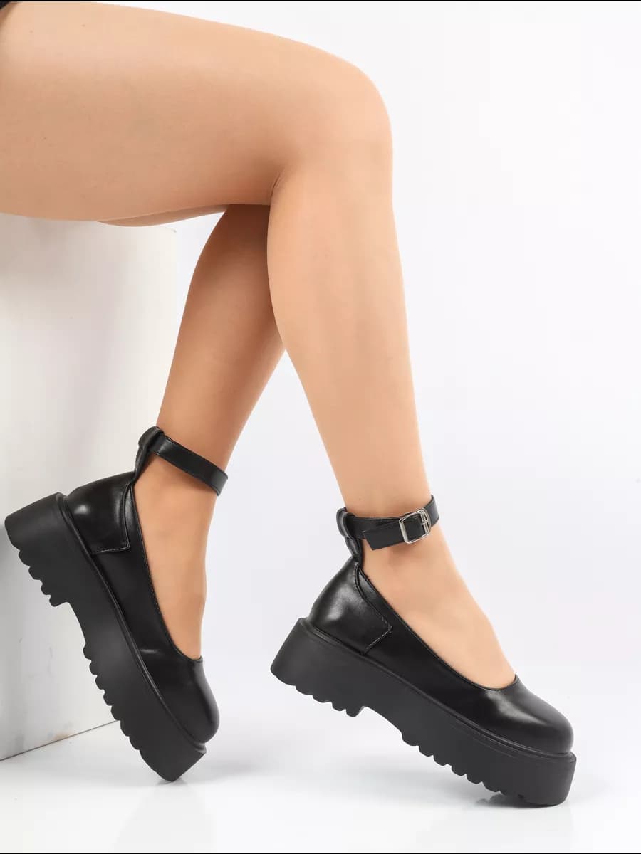 Кожаные школьные туфли Мери Джейн на платформе - фото 1