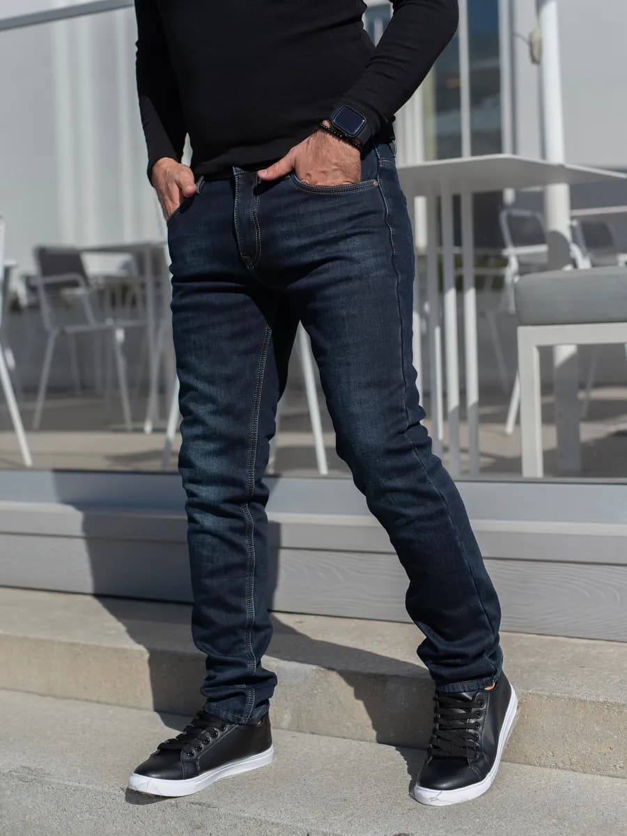 Джинсы утепленные узкие