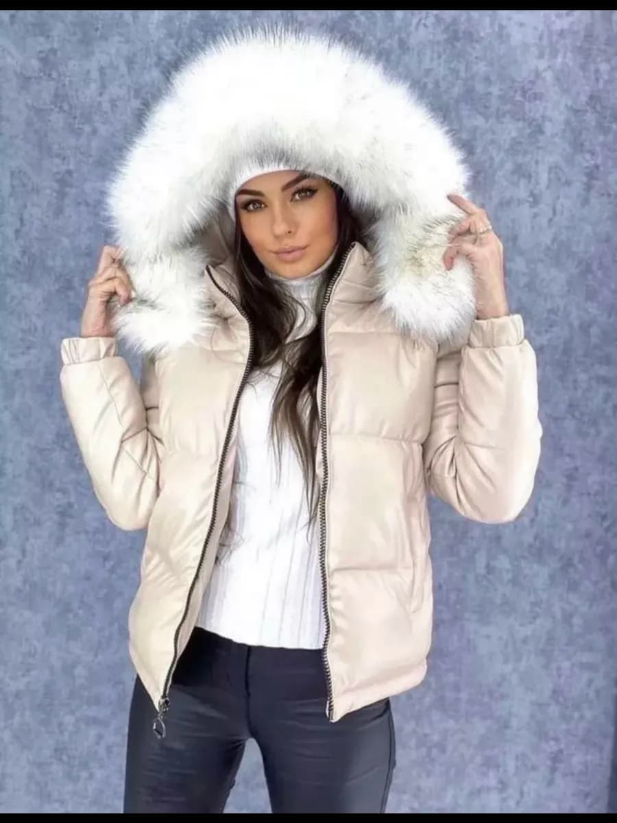 Куртка зимняя кожаная женская с мехом