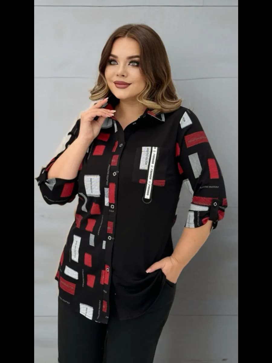 Рубашка туника больших размеров - фото 1