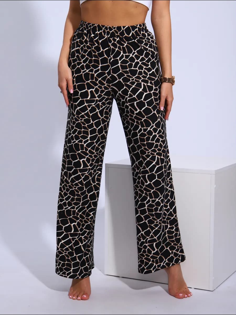 Брюки палаццо домашние на резинке