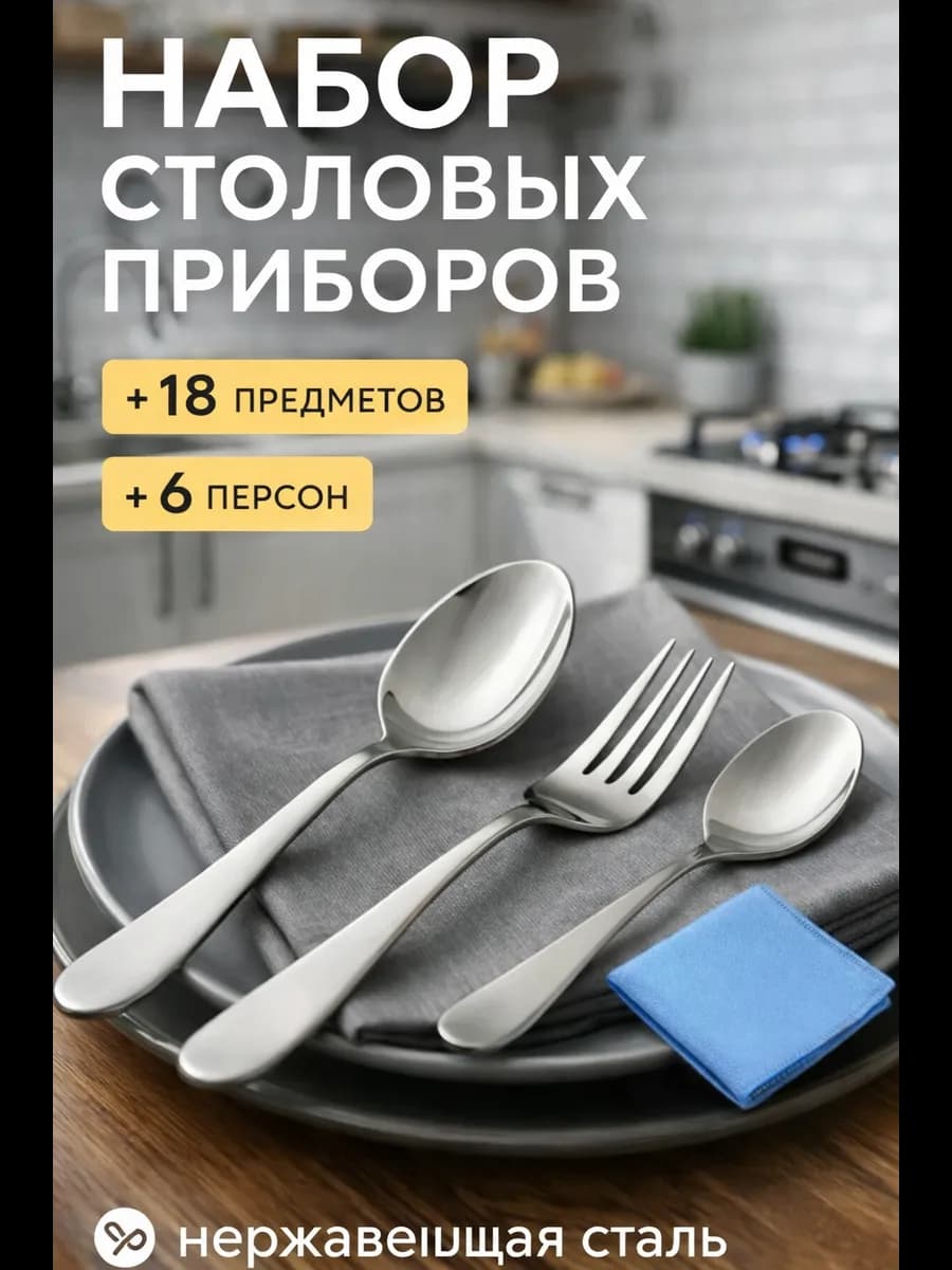 Набор столовых приборов на 6 персон 18 штук