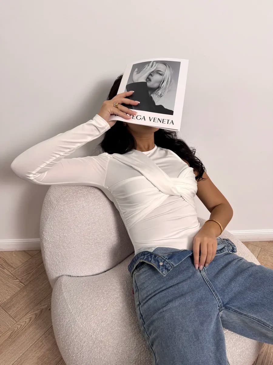 Боди блузка с длинным рукавом