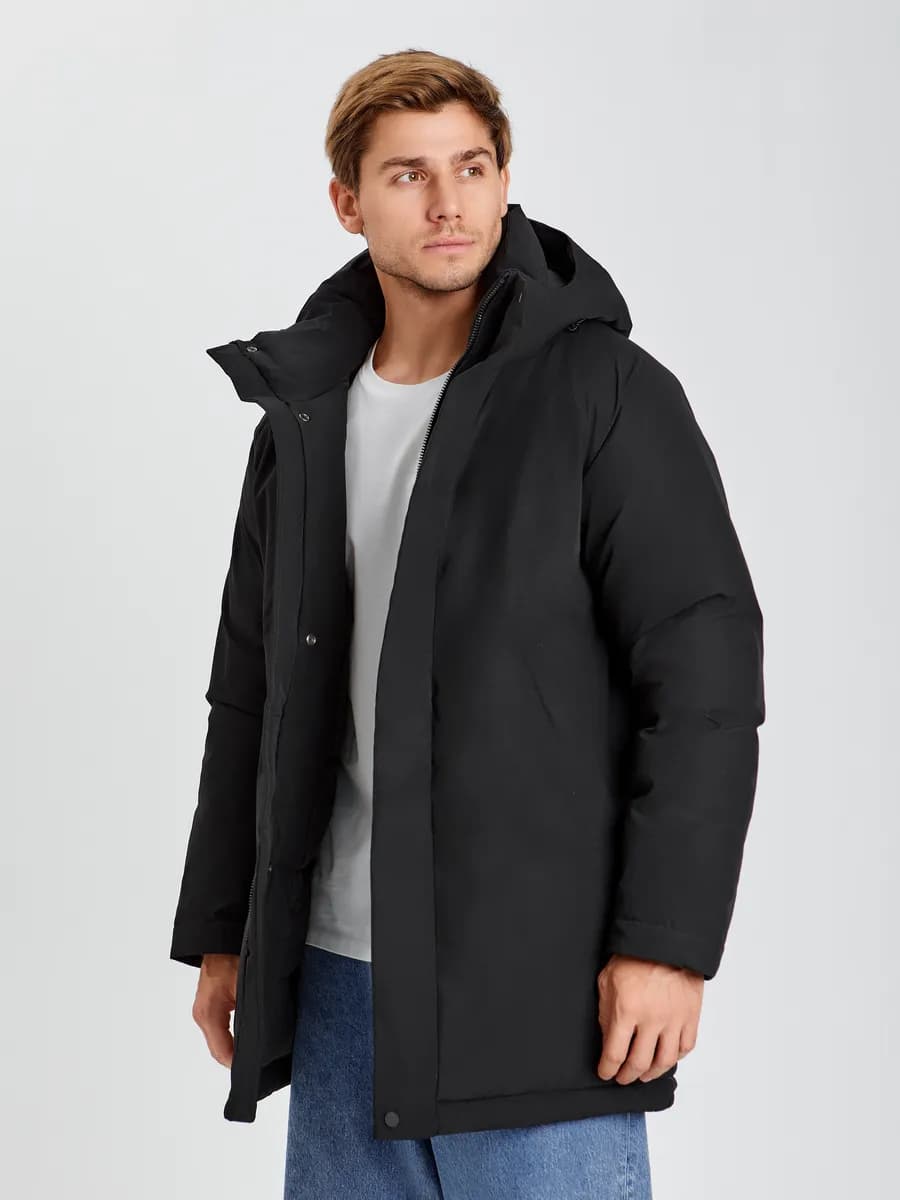 Куртка зимняя удлиненная с капюшоном