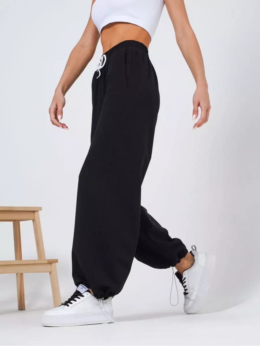 Брюки карго широкие с утяжками - фото 1