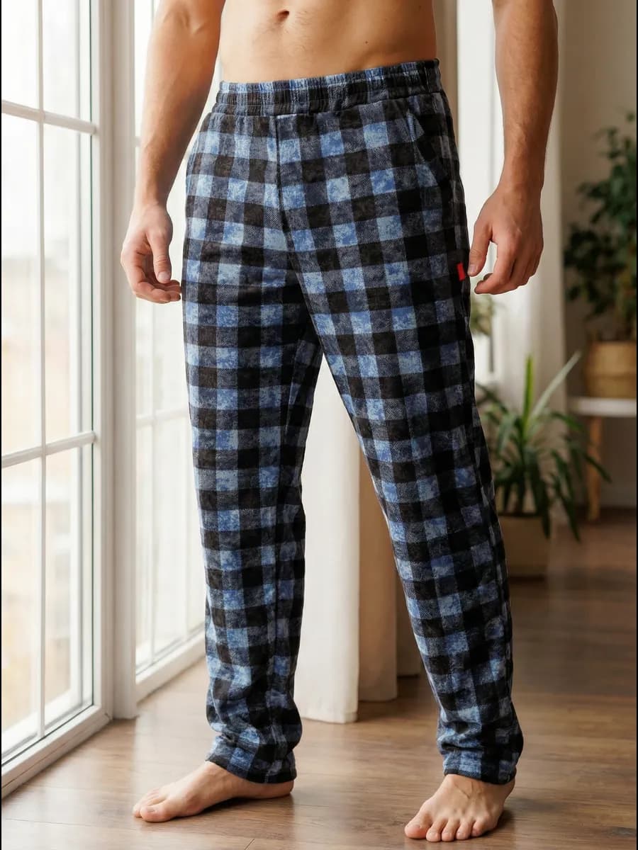 Брюки домашние в клетку - фото 1