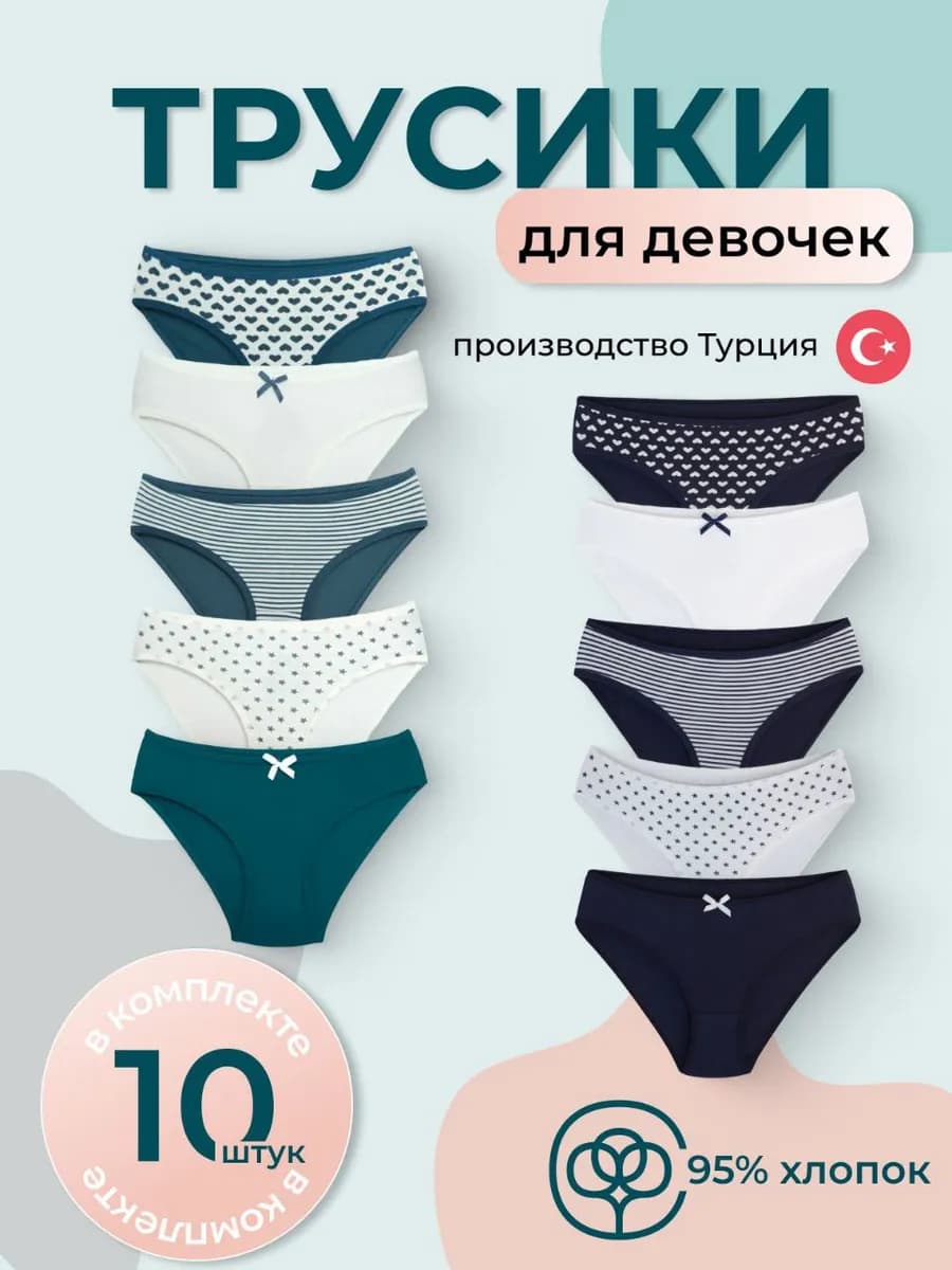 Трусы для детей и подростков хлопок набор 10 штук