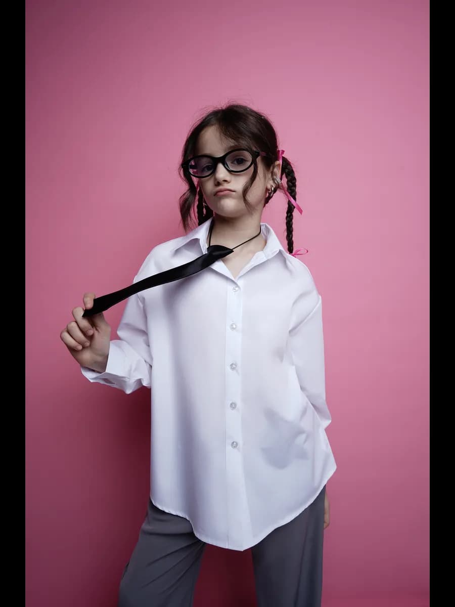 Рубашка школьная оверсайз удлиненная