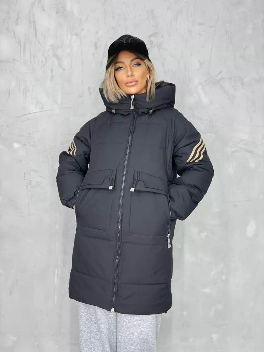 Куртка зимняя удлиненная с капюшоном