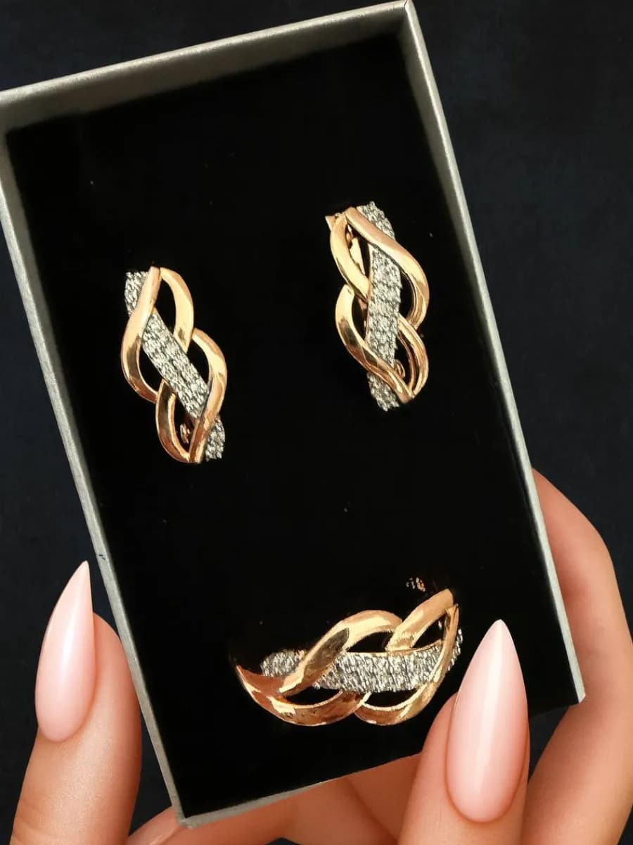 Комплект серьги и кольцо набор бижутерии женский